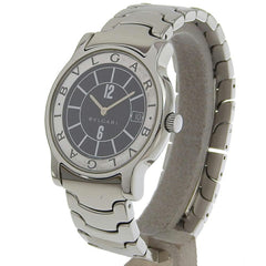BVLGARI Solo Tempo Watch ST35S Stainless Steel Quartz Analog Display Black Dial Men's — Good