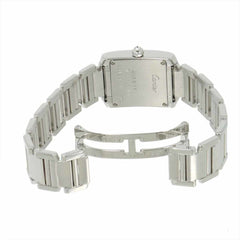 Cartier Tank Francaise SM WE1002S3 Ladies' Watch, Diamond Bezel, Ivory, 18K White Gold, Quartz — Like New