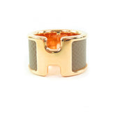 HERMES Olympe GM Etoupe Pink Gold Madame Veau H Design Ring, Size XS, with Box and Dust Bag, Made in France — Like New