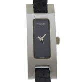 Gucci 3900L Women's Watch, Stainless Steel and Leather, Quartz Movement, Analog Display, Black Dial — Good