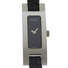 Gucci 3900L Women's Watch, Stainless Steel and Leather, Quartz Movement, Analog Display, Black Dial — Good