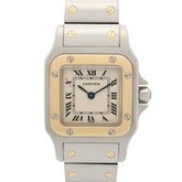Cartier Santos Galbee SM Watch, 18K (Yellow Gold) Stainless Steel, Ladies, Silver Tone, W20012C4 — Very Good