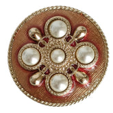 CHANEL B17P Pearl Motif Pin Brooch with Box, Gold Color, Women's — Like New