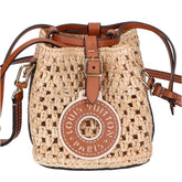 LOUIS VUITTON M83521 Raffia Noé Purse 2-Way Drawstring Shoulder Bag, Natural x Tan, Gold Hardware, Women's — Like New