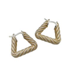 BOTTEGA VENETA Cord Triangle Twist Hoop Earrings, SV925 Silver, Men's & Women's — Like New