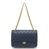 CHANEL Chanel Matelasse Double Flap 2.55 Bag Shoulder Crossbody Leather Women's Navy — Like New