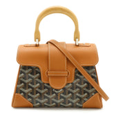 GOYARD Saigon Mini Handbag, Wood Handle Shoulder Bag, Herringbone Pattern, Brown/Black, SAIGONMINTY01CL03P — Like New