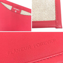 Hermes Petit H Pouch, Flat Pass Case, Multi-case, Card Leather, Swift Canvas, Toile H, Framboise, Flaneur Forever — Like New