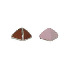 Like new Hermes Medorgaine metal and leather mauve pale earrings 0513 — Like New