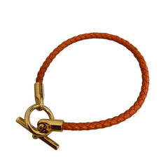HERMES Hermes Glenan Leather Bracelet Orange Women's — Like New
