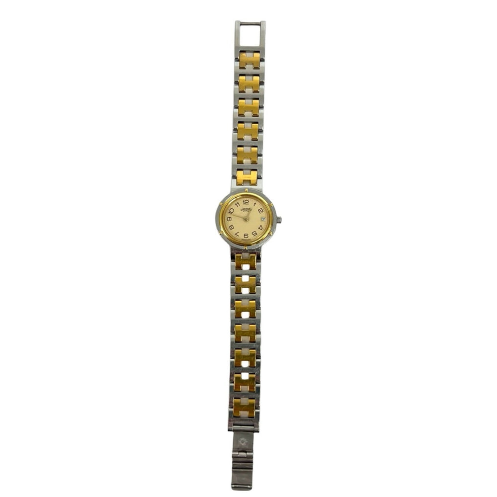 HERMES Clipper Stainless Steel GP Quartz Wristwatch, Silver, 30124 — Good