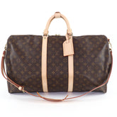 LOUIS VUITTON M41414 Keepall Bandoulière 55 Monogram Canvas Boston Bag, Brown, Made in France, Women's — Like New