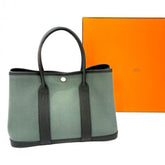HERMES Garden Party TPM Toile Officier Khaki Tote Bag — Like New