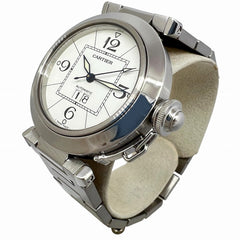Cartier Pasha C Big Date Stainless Steel White Dial W31055M7 Automatic Watch for Women and Men — Very Good