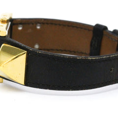 HERMES Medor Gold Plated Leather Quartz Ladies Watch — Good