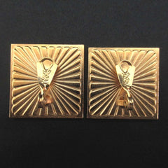 YVES SAINT LAURENT Vintage Square Clip Earrings in Red, Black, and Gold for Women — Like New