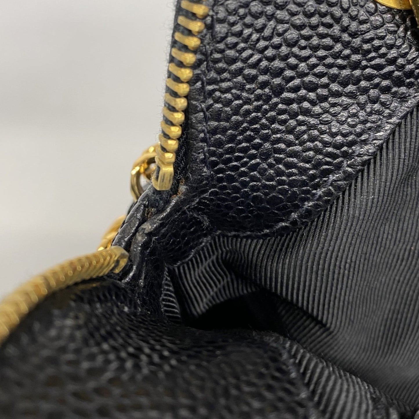 Chanel Shoulder Bag Chain Caviar Skin Black Women's