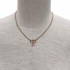 Christian Dior DIOR N1390PTCPL Petit CD 1P Diamond Resin Pearl Necklace Rose Gold with Box and Dust Bag for Women — Like New