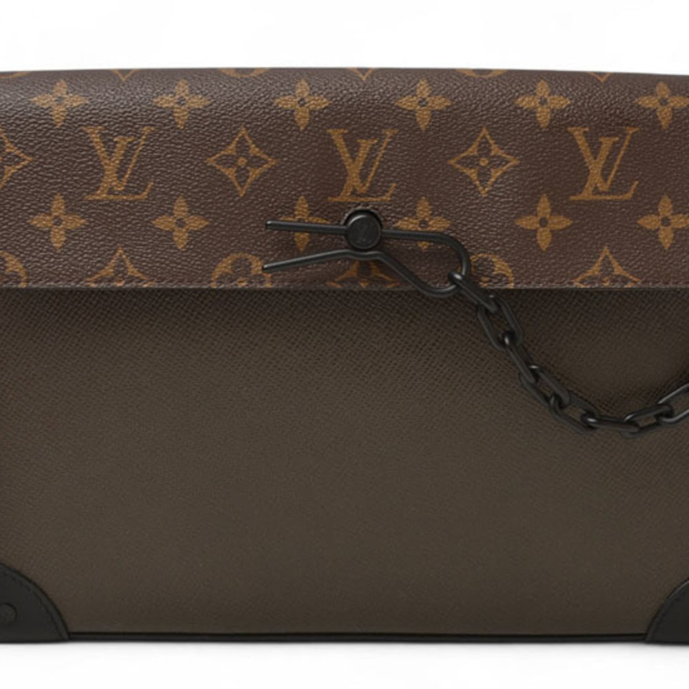 Louis Vuitton Second Bag Clutch LOUIS VUITTON Pochette Steamer Monogram Taiga Khaki M30583 — Like New
