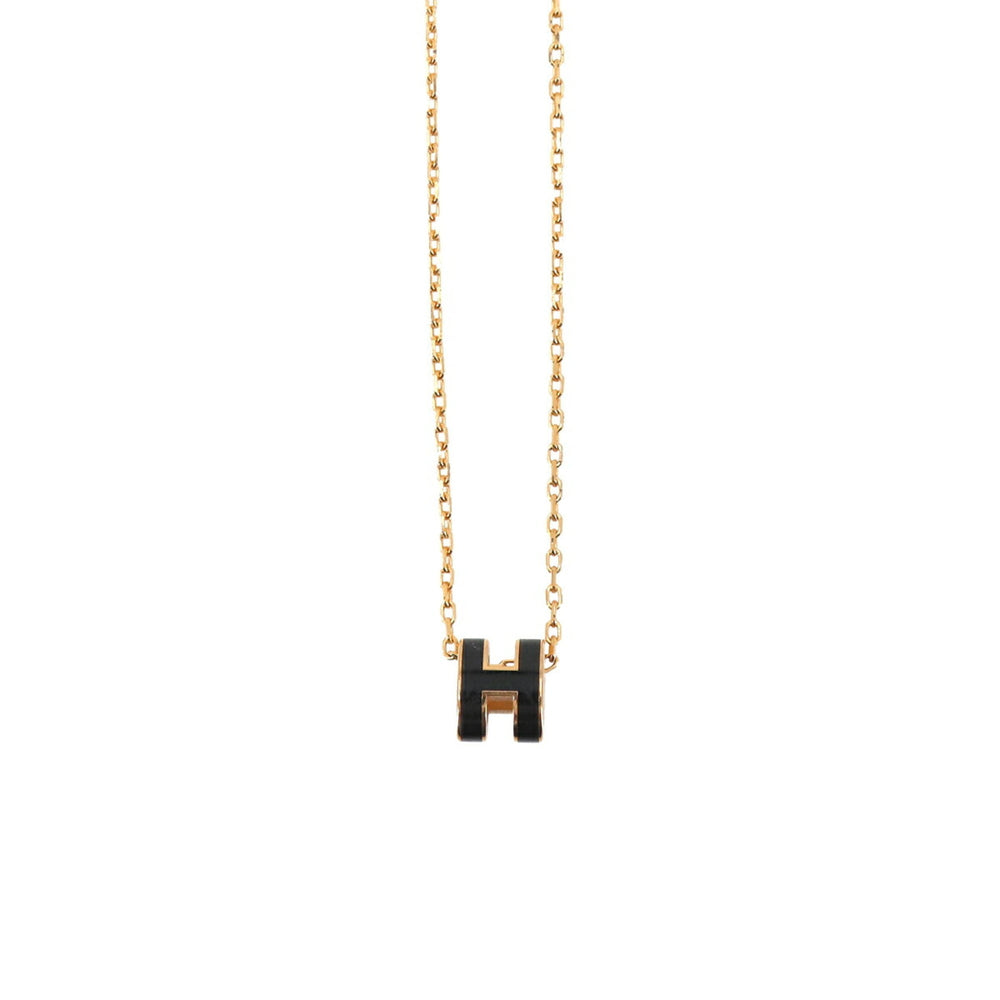 Hermes Mini Pop H Necklace, Black and Gold — New - Store Return