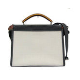 Fendi Selleria Peekaboo Fit Mini 7VA422 Women's Leather,Canvas Handbag,Shoulder Bag Gray,White — Like New
