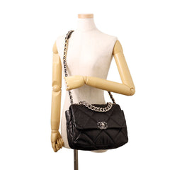 Chanel Chain Shoulder Bag 19 Large Lambskin AS1161 CHANEL Handbag 2-way Black Women's — Like New