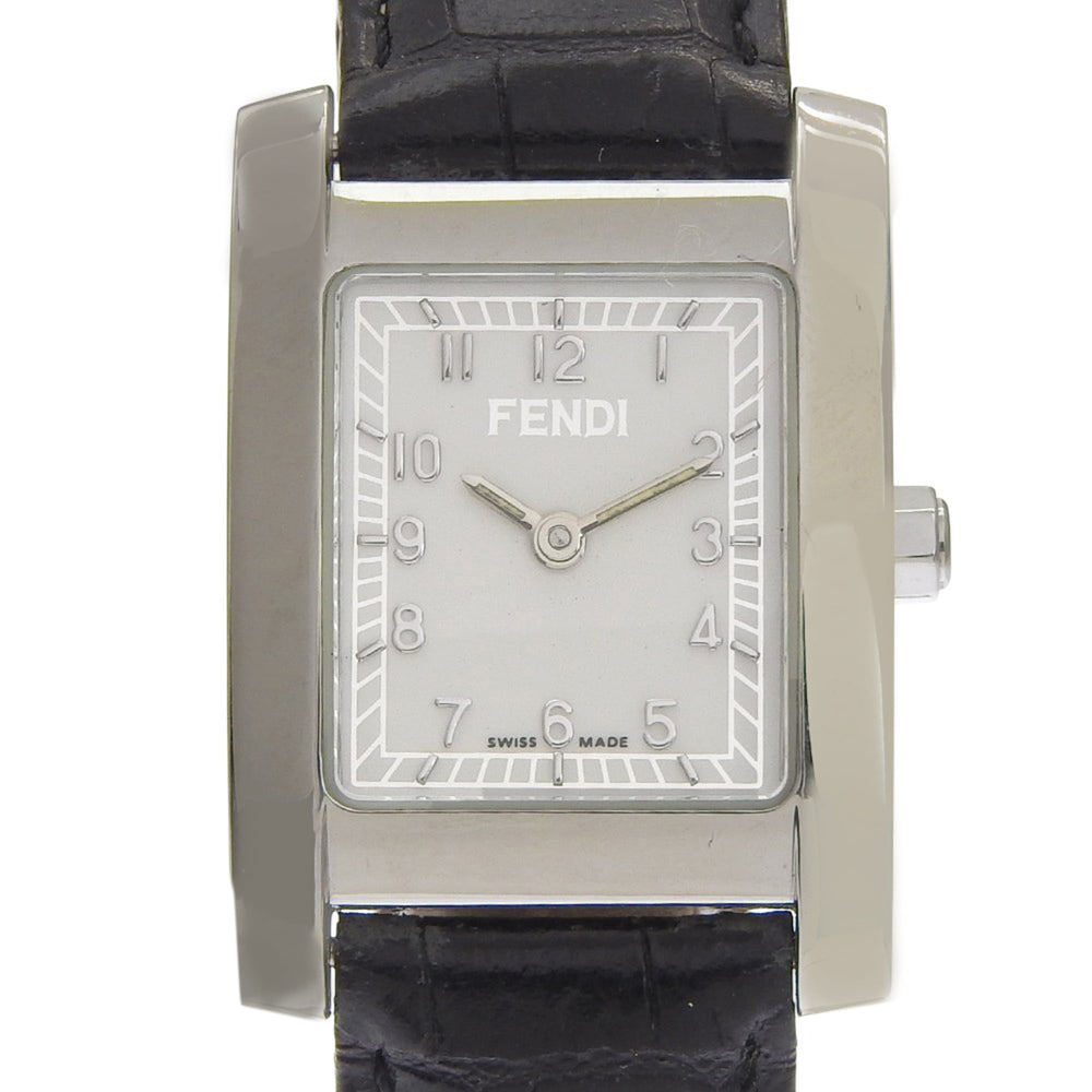 Fendi Olologi 7000L Stainless Steel x Leather Quartz Analog Watch with White Dial - Women's — Very Good