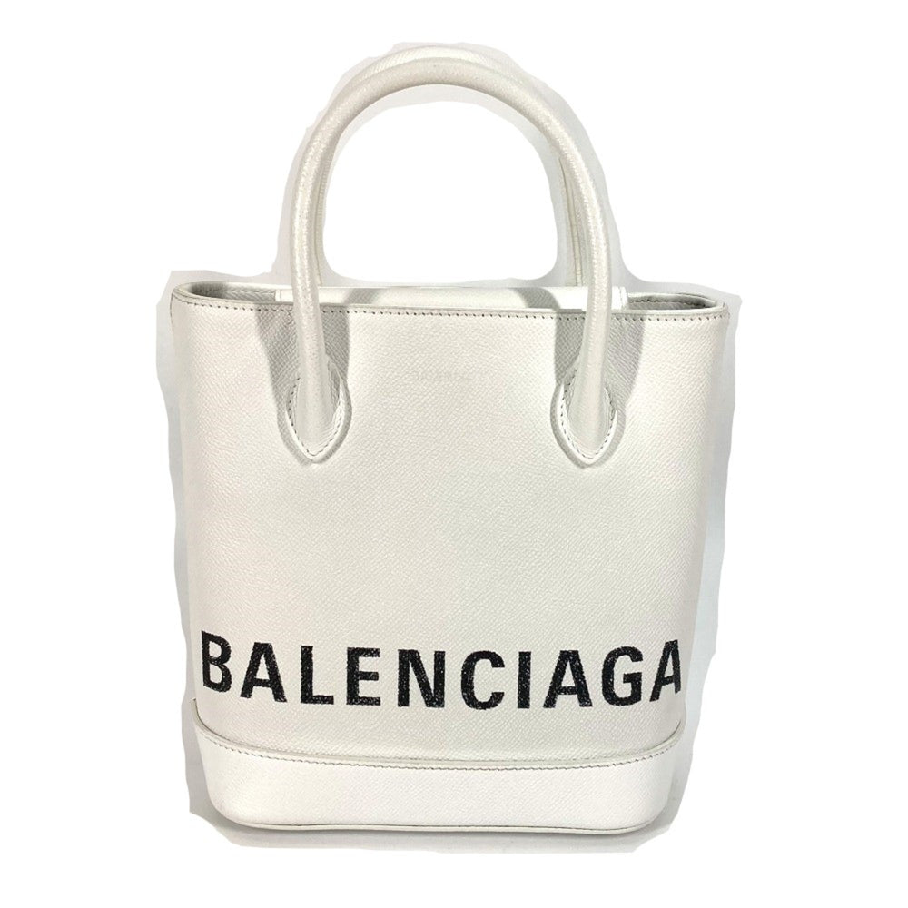 Balenciaga 596159 logo 2WAY Hand Bag Tote Bag Crossbody Shoulder Bag White Black — Like New