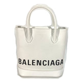 Balenciaga 596159 logo 2WAY Hand Bag Tote Bag Crossbody Shoulder Bag White Black — Like New