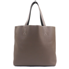 HERMES Double Sens 45 Tote Bag, Taurillon Clemence Leather, Etoupe/Ebene, K Stamp, with Dust Made in France, Men's — Like New