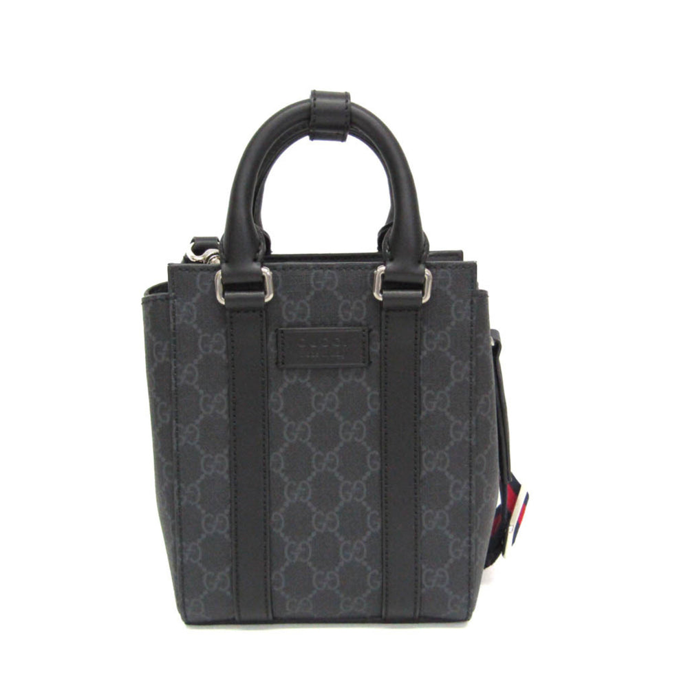 Gucci 696010 Men,Women GG Supreme,Leather Handbag,Shoulder Bag Black — Like New