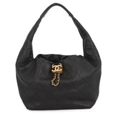 Chanel Matelassé Hobo Bag with Coco Mark, Calfskin, AS5976, Black, Handbag for Women — Like New