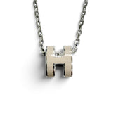 HERMES Mini Pop H Pendant Necklace - Marron Glacé (candied chestnut) design, silver hardware, made in France, women's, with box, very popular — Like New