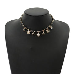Chanel necklace, Coco Mark charm, rhinestone, faux pearl, I25 B ABG275, CHANEL choker, Chanel, NECKLACE — Like New