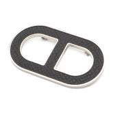 HERMES Chaine d'Ancre pin brooch, Veau Epsom leather, metal, black — Like New
