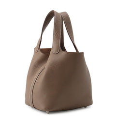 Hermes Picotin Lock PM handbag, Etoupe, Taurillon Clemence leather, W stamp, HERMES tote bag, Lock, Picotin, women's — Like New
