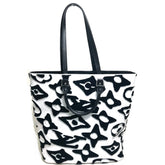 LOUIS VUITTON M45567 Tufted Monogram LVXUF Cabas Handbag/Tote Bag, Coated Canvas, Unisex, White/Black, Like New — Like New