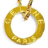 CELINE Vintage Circle Logo Design Chain Necklace Pendant Accessory Gold Made in Italy Women's — Like New