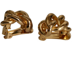 Christian Dior chain motif clip earrings, gold color, women's accessory — Like New