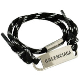 Balenciaga Men's Cord Bracelet with Plate, Double Wrap, Adjustable Size — Like New