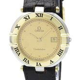 OMEGA Constellation Date 18K Gold Steel Mens Watch 196.0360 Polished — Very Good