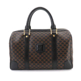 Celine Macadam Boston Handbag, Leather, Black/Brown, Gold Hardware — Like New