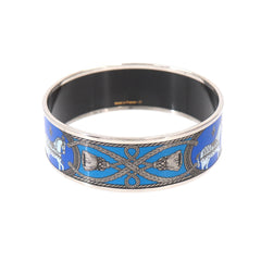 Hermes HERMES Email GM Bangle Bracelet Blue Silver Horse — New - Store Return