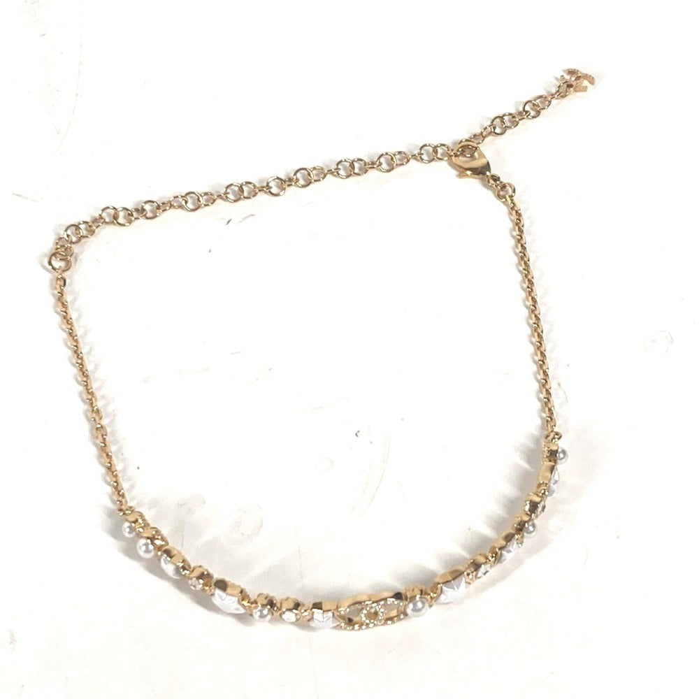 CHANEL B24C CC Coco Mark Star Chain Choker Rhinestone Necklace Metal Women's Gold G-240925-27 — New - Store Return