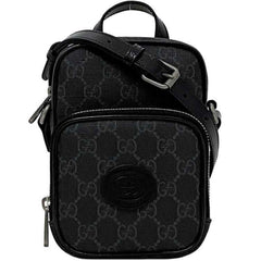 Gucci Shoulder Bag f-21810 Black Interlocking 672952 92TCN 1000U PVC Leather 0416 GUCCI Pochette Crossbody GG Supreme Unisex Women Men — Like New