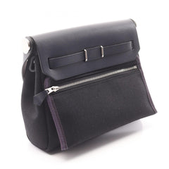 Hermes Herbag Zip Mini Shoulder Bag Handbag Canvas Leather Toile Military Vache Hunter Women's Black/Navy — New - Store Return