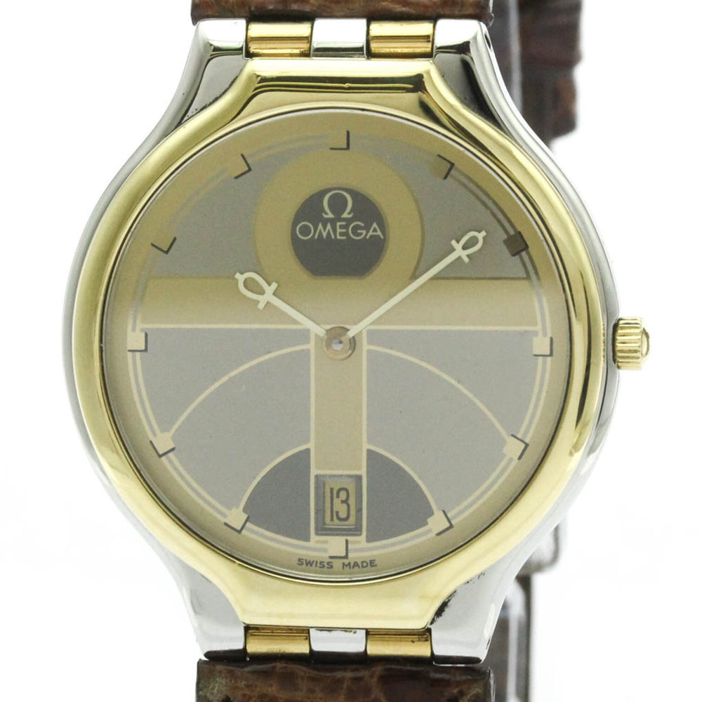 OMEGA De Ville Symbol K18 Gold Steel Quartz Mens Watch 196.0316 Polished — Very Good