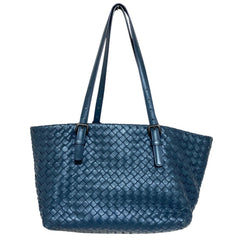 BOTTEGA VENETA Mini Cesta Intrecciato Leather Tote Bag, Navy, Women's — Like New