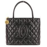 CHANEL Chanel Caviar Skin Matelassé Coco Mark Leather Reissue Tote Handbag A01804 Black Women's — Like New
