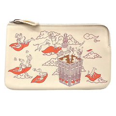 HERMES Carre Pocket Long, Hermes Epic, H082892, Swift Calfskin, Nata/Framboise (Framboise) Ivory, Z stamp (manufactured) — New - Store Return